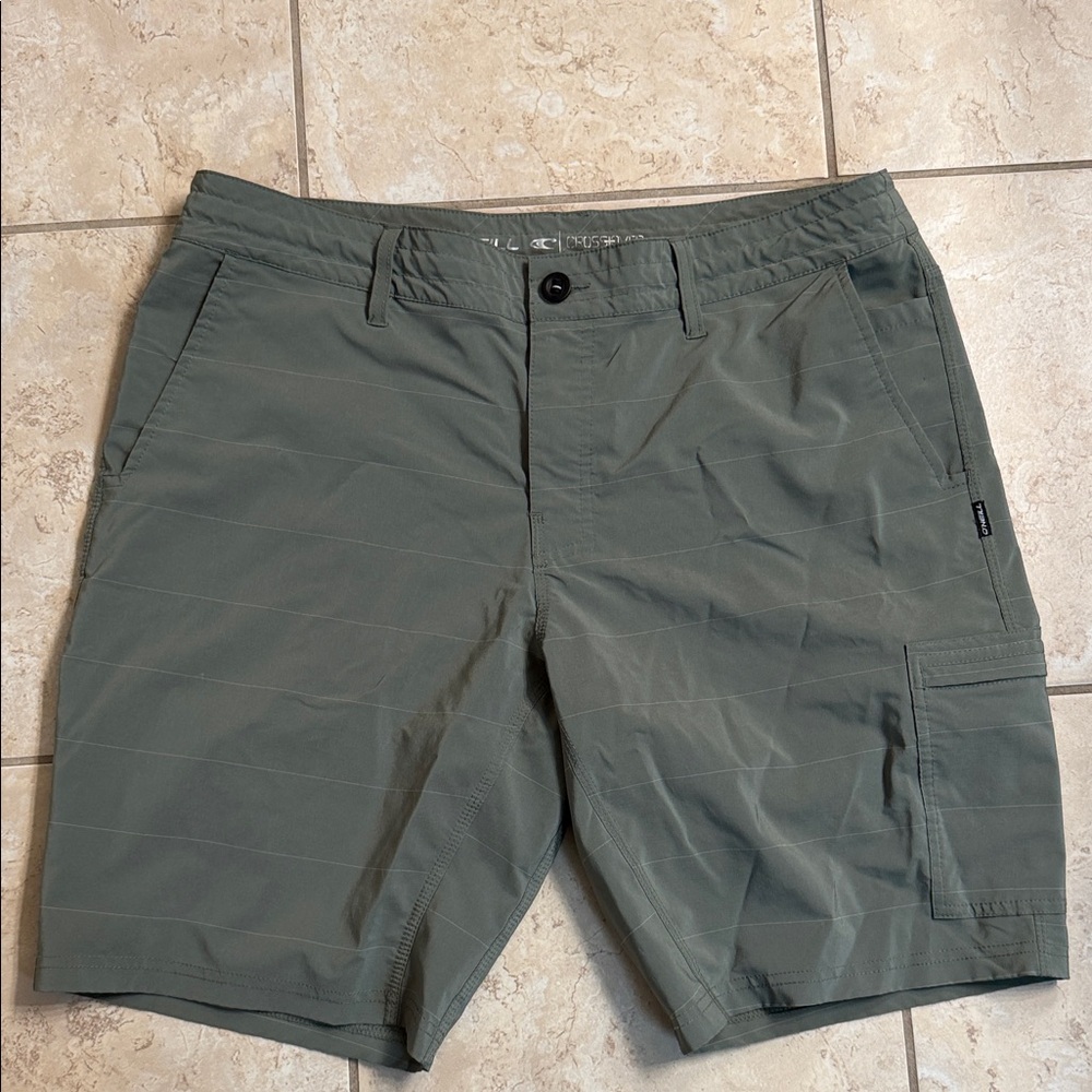 O'Neill Olive with white strip Crossover Swim/Cargo Shorts for Men